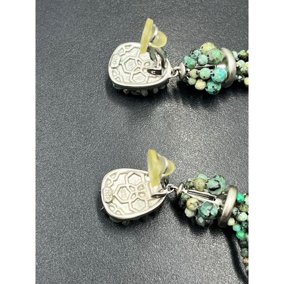 Kendra Scott Cecily African Turquoise Tassel Silver Plates Clip-on Earrings